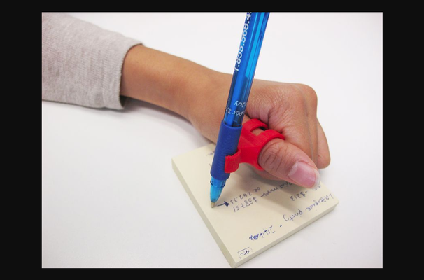 finger pen holder - horizontal by makers making change download free stl model printablescom 3d models learning objects pencil penholder pencilholder disability 3d print model - Mito3D