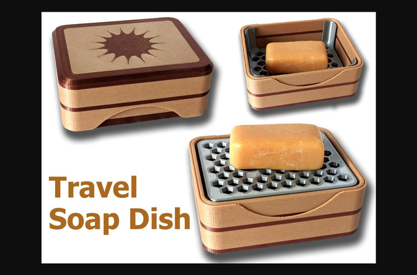 travel soap dish neat compact traveling single colour version included by ineedonedesigns download free stl model printablescom 3d models household bathroom multimaterial mmu multicolor multicolour mmu2s 3d print model - Mito3D