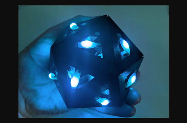 i̇kosaledron snap together led icosahedron d20 by jason rakun indir bedava stl model basılabilirler com 3d modeller hobi yapımcılar elektronik rgb neopiksel rgbled 3d print model - Mito3D