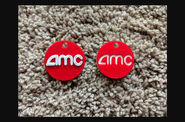 amc theaters stock logo keychain pendant by bobert47 download free stl model printablescom 3d models fashion accessories thingiverse 3d print model - Mito3D