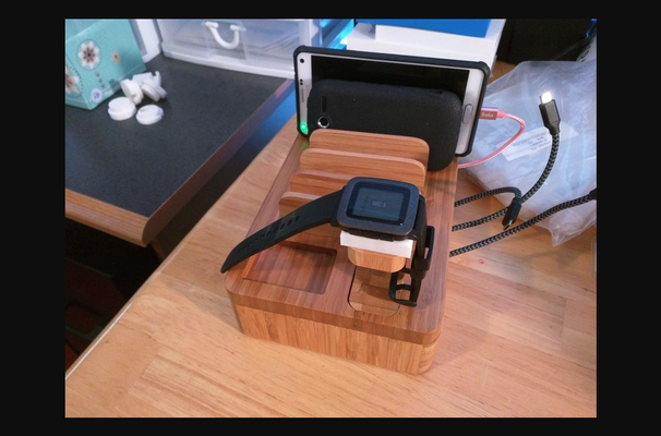 pebble time stand adapter by frank g download free stl model printablescom 3d models gadgets watch watchstand chargingdock thingiverse 3d print model - Mito3D