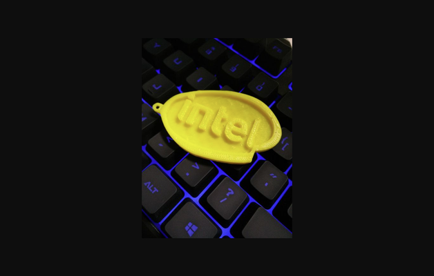 intel logo keychain by markury download free stl model printablescom 3d models art & design 2d plates logos key thingiverse 3d print model - Mito3D