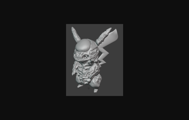 xenomorfo pikachu by c4consultant descargar gratis stl modelo imprimibles com 3d modelos arte diseño esculturas pokemon extraterrestre extraterrestres 3d print model - Mito3D