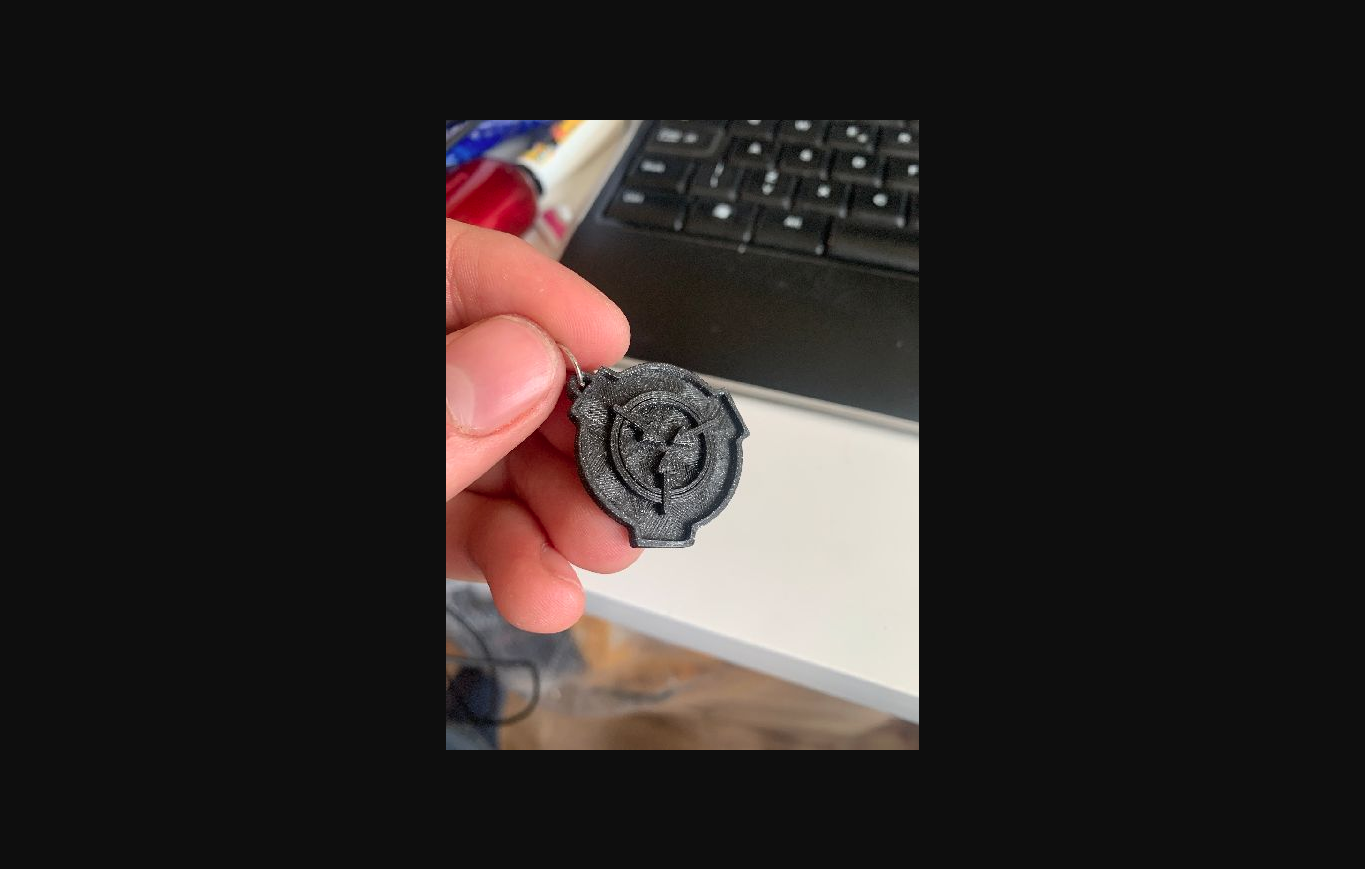 scp keychain fixed o ring remix of thingiverse model by andyslug download free stl printablescom 3d models art & design 2d plates logos 3D print model - Mito3D