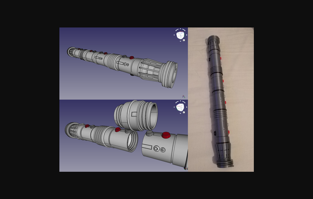 collapsing darth maul two sided lightsaber by tomaskom download free stl model printablescom 3d models costumes & accessories props thingiverse 3d print model - Mito3D