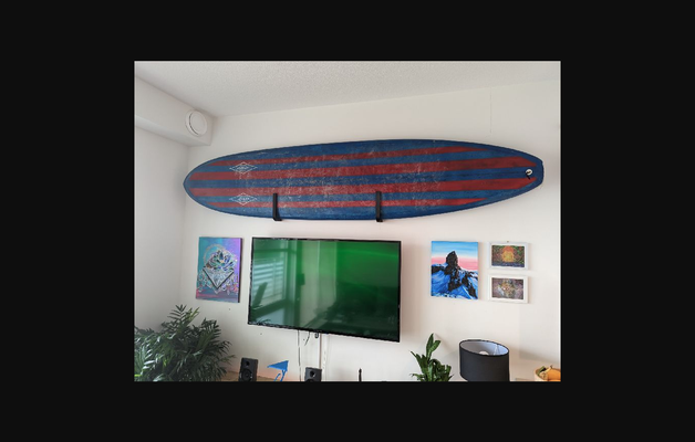 surfboard wall mount by skerks download free stl model printablescom 3d models hobby & makers organizers wallmount bracket rack 3d print model - Mito3D