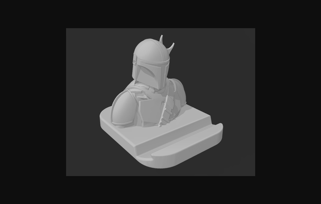 mandalorian phone holder by roiku download free stl model printablescom 3d models household office phoneholder themandalorian 3d print model - Mito3D