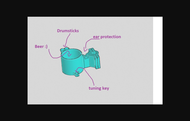 organisateur batteur bière titulaire soutien by ck télécharger libre stl modèle imprimables com 3d modèles loisir fabricants musique porte bière pilons 3d print model - Mito3D