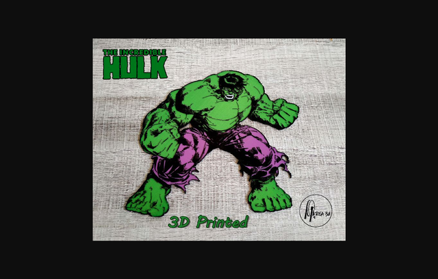 hulk duvar sanat by alan 3d stüdyo indir bedava stl model basılabilirler com modeller tasarım 2d tabaklar logolar dekorasyon renkli hayret duvara monte 3d print model - Mito3D