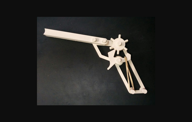 rubber band gun - no screws required by nigel johnson download free stl model printablescom 3d models gadgets remix thingiverse rubberbandgun semiautomatic 3d print model - Mito3D