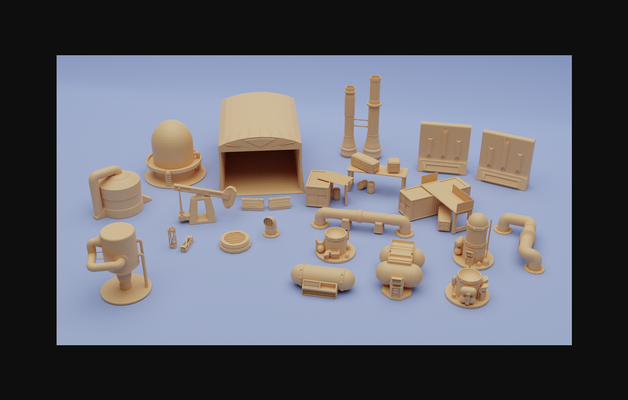 raffinerie by graufaux download frei stl modell druckbares 3d modelle spielzeuge spiele tafel terrain scifi scatterterrain wargameterrain 3d print model - Mito3D