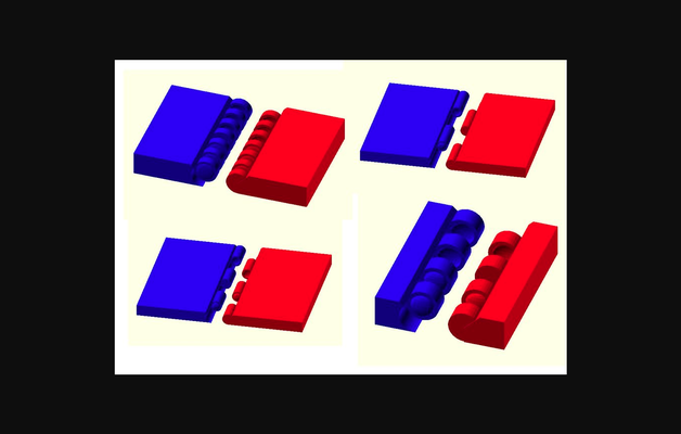 paramétrique hermaphrodite snap together charnière by steve dégrossir télécharger libre stl modèle imprimables com 3d modèles loisir fabricants mécanique pièces 3d print model - Mito3D