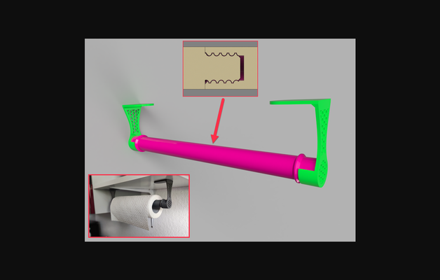 papier rouleau titulaire soutien cuisine by n1337xyz télécharger libre stl modèle imprimables com 3d modèles ménage 3d print model - Mito3D