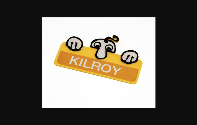 kilroy foo etiqueta nombre by pedro h descargar gratis stl modelo imprimibles com 3d modelos disfraces accesorios disfraz insignia 1 3d print model - Mito3D