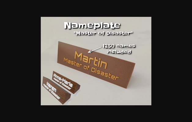 placa nombre maestro of desastre 1250 nombres incluido by makkuro descargar gratis stl modelo imprimibles com 3d modelos artilugio personalizable openscad 3d print model - Mito3D