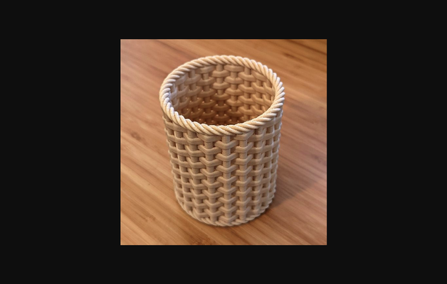 parametric wicker cup by justin download free stl model printablescom 3d models household home decor pencil pen 3d print model - Mito3D