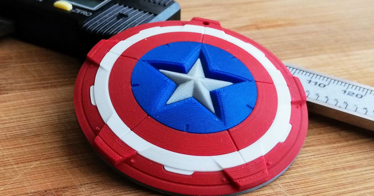 Capitano America's scudo portachiavi daniel sì Scarica gratuito stl modello printablescom 3d Modelli costumi Accessori oggetti scena capitano America meraviglia Marvel Comics 3D print model - Mito3D