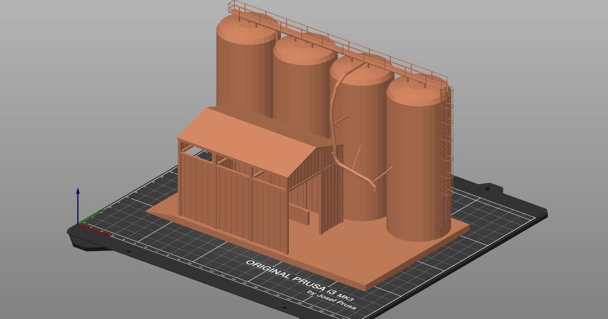 Silo Korn Panzer ond ej st Test download frei stl Modell Printablescom 3d Modelle Welt scannt Architektur Stadtplanung Korntank 3D print model - Mito3D