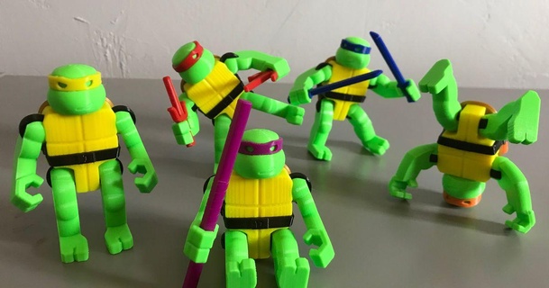 tmnt acción cifras continuar montaña diseño descargar gratis stl modelo imprimiblescom 3d modelos juguetes juegos estatuas Figura articulado flexionar tortugas Ninja 3d print model - Mito3D
