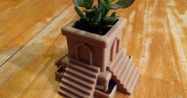 Aztek sulu tapınak şakak mabet ekici kare indir Bedava stl model printablescom 3d modeller ev halkı dış mekan Bahçe masa bitkileri saksı Çiçek vazosu myanpiramit meyveler 3d print model - Mito3D