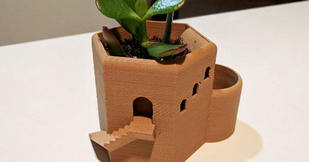 tower hex planter pot qrome download free stl model printablescom 3d models household decor flowerpot succulents 3d print model - Mito3D