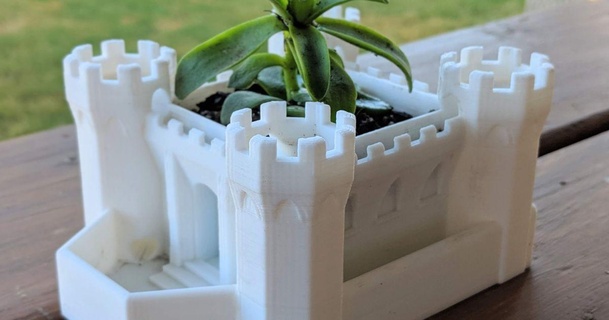 Château tours planteur qrome Télécharger libre stl modèle imprimablescom 3d modèles Ménage décor plantes bureau fantaisie plante 3d print model - Mito3D