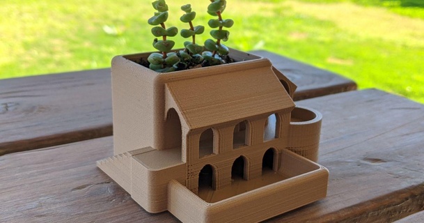 Roma Bahçe villa sulu ekici kare indir Bedava stl model printablescom 3d modeller ev halkı dekor mimari saksı meyveler 3d print model - Mito3D