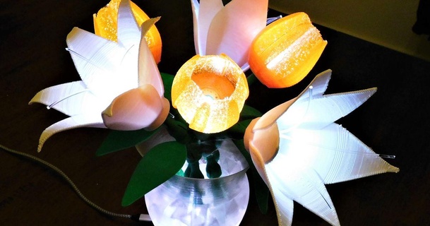 glowing flowers vase replicantfx download free stl model printablescom 3d models art & design sculptures tulip lilly 3d print model - Mito3D