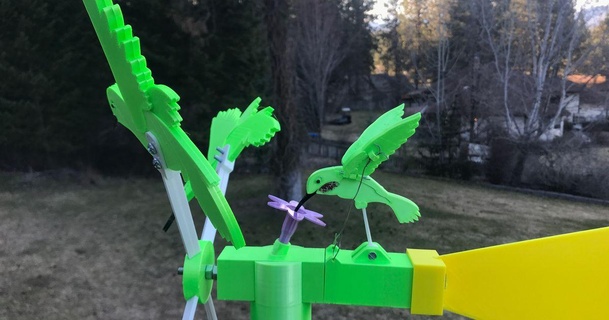 hummngbird whirligig sparky6548 download free stl model printablescom 3d models art & design designs hummingbird wind windmill 3d print model - Mito3D