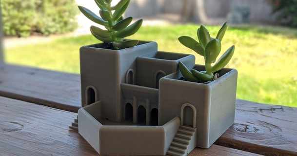 romano terraza jardín suculento plantador qroma descargar gratis stl modelo imprimiblescom 3d modelos casa decoración maceta 3d print model - Mito3D