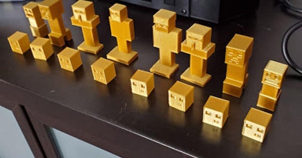 Minecraft ajedrez conjunto starminecodex descargar gratis stl modelo imprimiblescom 3d modelos juguetes juegos tablero niños educativo familia divertido 3d print model - Mito3D