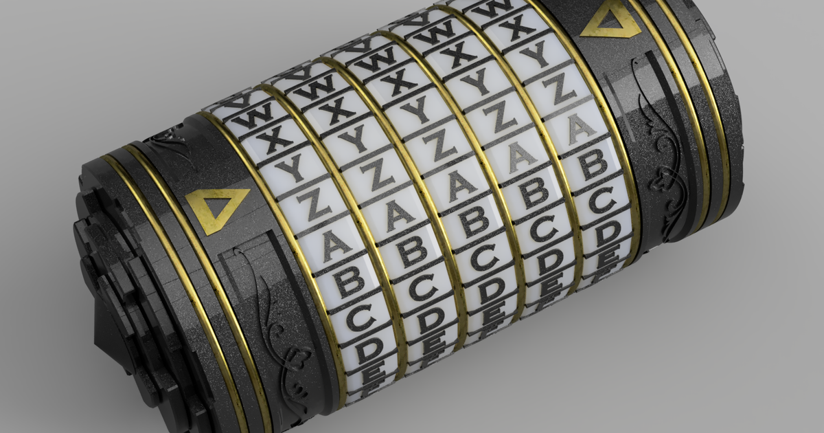 cryptex 5 6 7 8 10 lettre roues cees Télécharger libre stl modèle imprimablescom 3d modèles jouets Jeux puzzles brain teasers ancien antique code énigme 3D print model - Mito3D