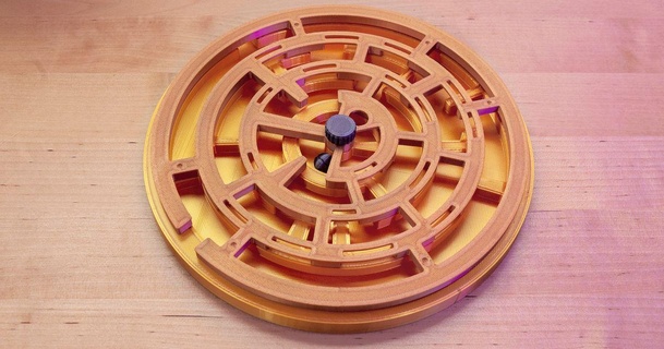 rotating double maze jay download free stl model printablescom 3d models toys & games puzzles brain-teasers brainteaser jigsaw labyrinth marbel 3d print model - Mito3D