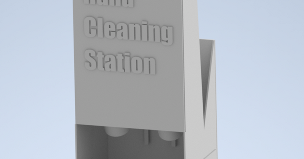hand cleaning station in-progress mammbo group download free stl model printablescom 3d models household kitchen covid19 soap soapdispenser 3d print model - Mito3D