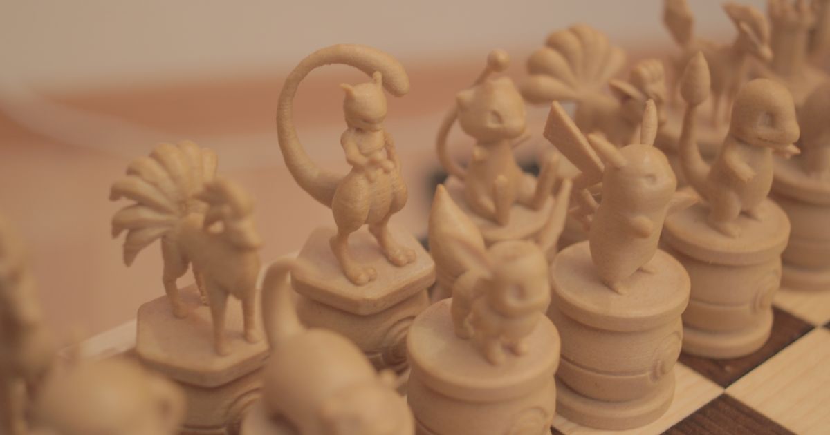 pok lun échecs ensemble Raphael schaaf Télécharger libre stl modèle imprimablescom 3d modèles jouets Jeux planche pièces d'échec jeu d'échecs Pokémon 3D print model - Mito3D