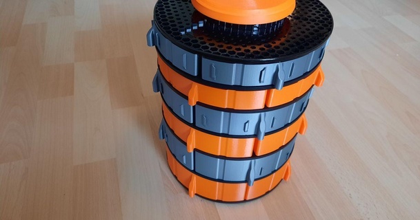 prusa sorting tower mk1 - vase mode fredslund download free stl model printablescom 3d models hobby & makers organizers deskorganizer drawers nosupport nosupportneeded nosupports 3d print model - Mito3D