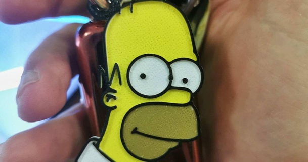 Homère visage porte clés Couleur mmu ncsandor Télécharger libre stl modèle imprimablescom 3d modèles art conception 2d assiettes logos Simpsons 3d print model - Mito3D