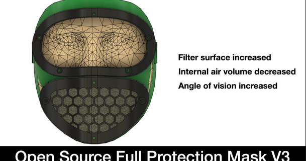 Aperto fonte protezione maschera v3 3dthinks Scarica gratuito stl modello printablescom 3d Modelli costumi Accessori maschere coronavirus covid19 3d print model - Mito3D