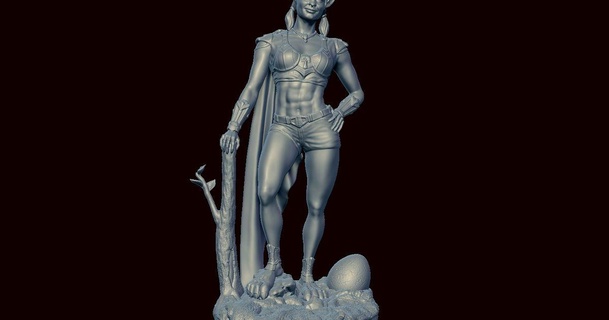 rabbit girl statue js-studio download free stl model printablescom 3d models art & design sculptures fantasy sculpture 3d print model - Mito3D
