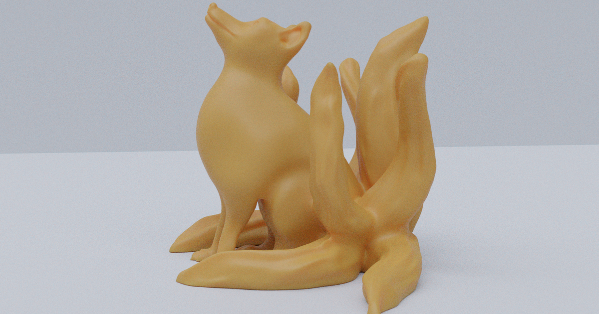 Kitsune Japonca nine tailed tilki gzeus indir Bedava stl model printablescom 3d modeller Sanat tasarım heykeller hayvan heykel 3D print model - Mito3D