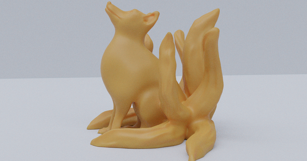 kitsune giapponese nine tailed Volpe gzeus Scarica gratuito stl modello printablescom 3d Modelli arte design sculture animale scolpire scultura 3d print model - Mito3D
