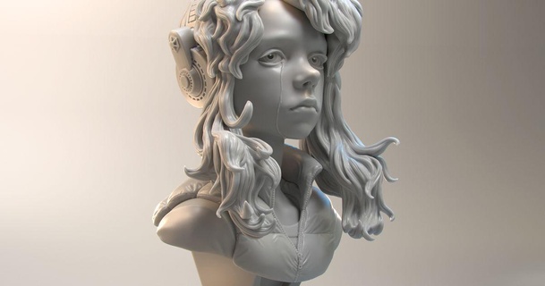 crying girl balthamus download free stl model printablescom 3d models art & design sculptures 3d print model - Mito3D