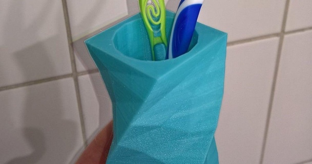 poly toothpaste holder eried download free stl model printablescom 3d models household bathroom lowpoly toothbrush toothbrushholder toothpasteholder 3d print model - Mito3D