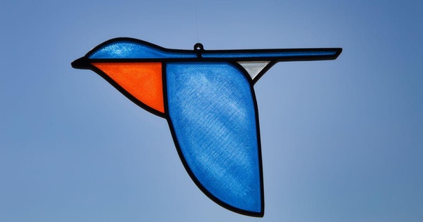 bluebird wing - stained glass suncatcher shawn gano download free stl model printablescom 3d models household decor birds blue catcher colorful 3d print model - Mito3D