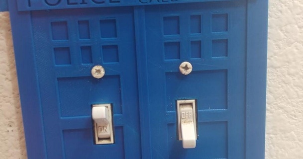 double triple tardis light switch cover xanth download free stl model printablescom 3d models household house equipment doctorwho drwho 3d print model - Mito3D