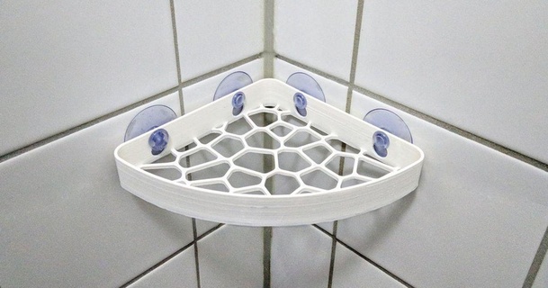 Voronoi chuveiro estante v2 the3designer baixar livre stl modelo printablescom 3d modelos casa banheiro acessórios banho prateleira 3d print model - Mito3D