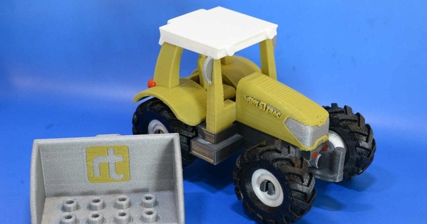tractor loder single color traktor download free stl model printablescom 3d models toys & games vehicles lego loader rigitrac 3d print model - Mito3D