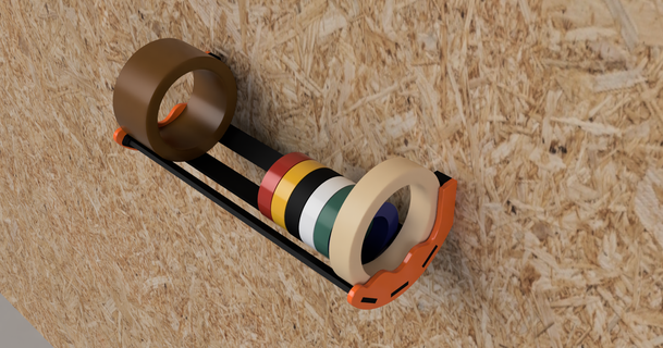 cintas soporte alberto descargar gratis stl modelo imprimiblescom 3d modelos pasatiempo hacedores organizadores negro naranja organizar cinta 3d print model - Mito3D