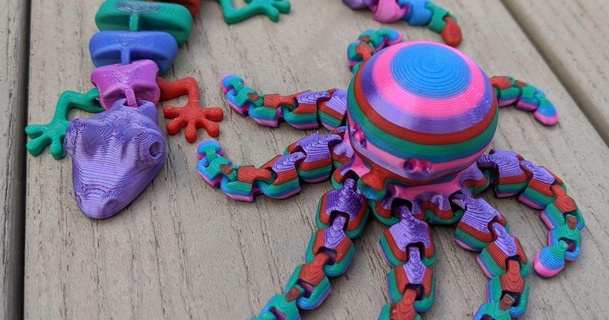 colored octopus lizard dude download free stl model printablescom 3d models toys & games cuteoctopus multicolored segmented 3d print model - Mito3D