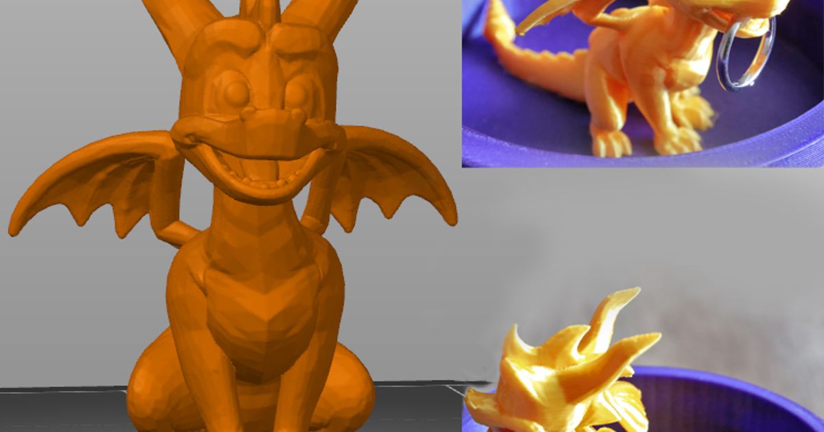 spyro Drago contento posa rapterron Scarica gratuito stl modello printablescom 3d Modelli giocattoli Giochi azione figure statue carina Fidanzamento spyrothedragon 3D print model - Mito3D